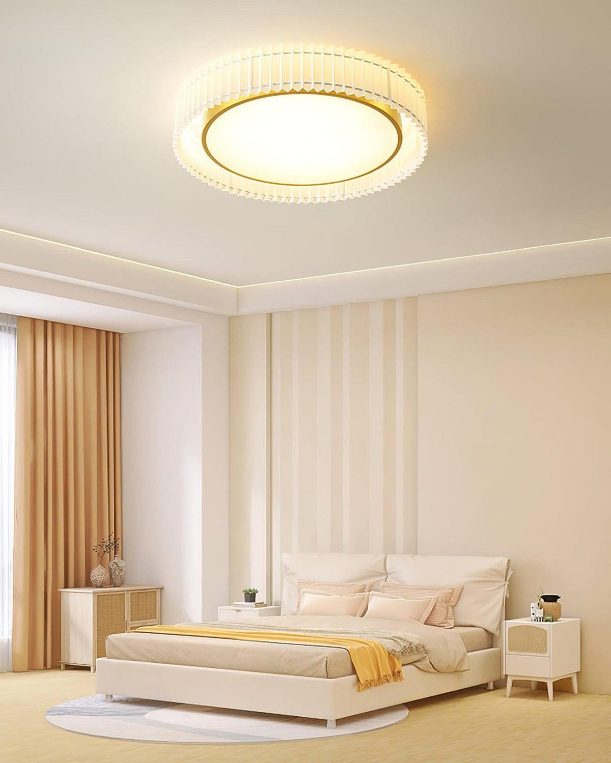Corinila Round Pleated Fabric Ceiling Lamp