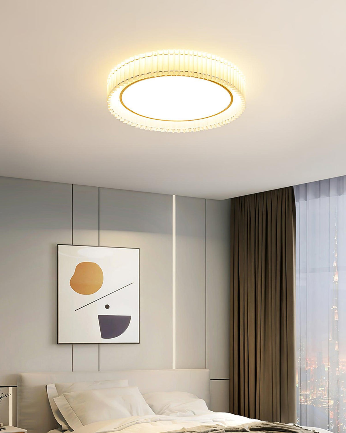 Corinila Round Pleated Fabric Ceiling Lamp