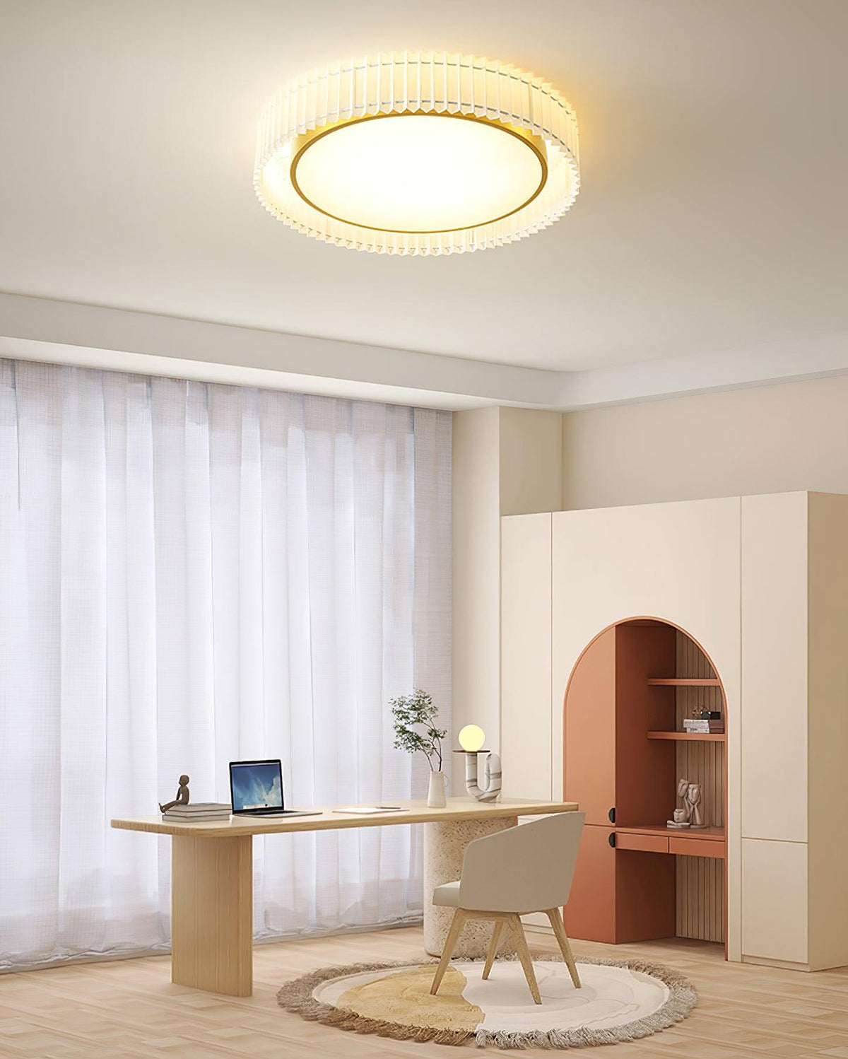 Corinila Round Pleated Fabric Ceiling Lamp