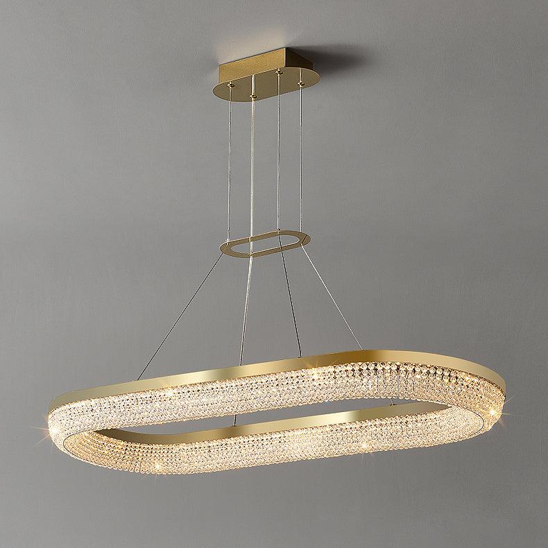 Cyrereon Chandelier Round Ring Crystal Gold LED