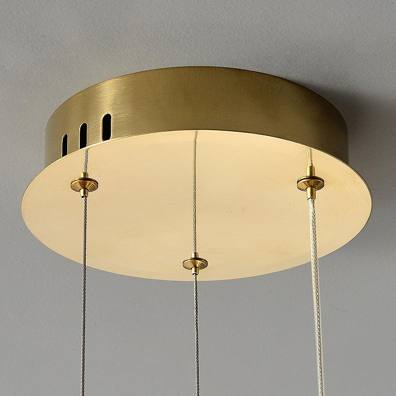 Cyrereon Chandelier Round Ring Crystal Gold LED