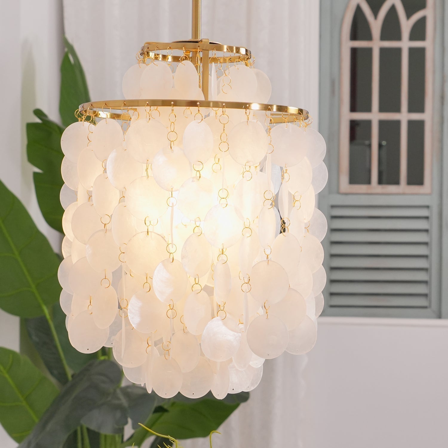 Rivena Pendant Lamp Round Shell Ring
