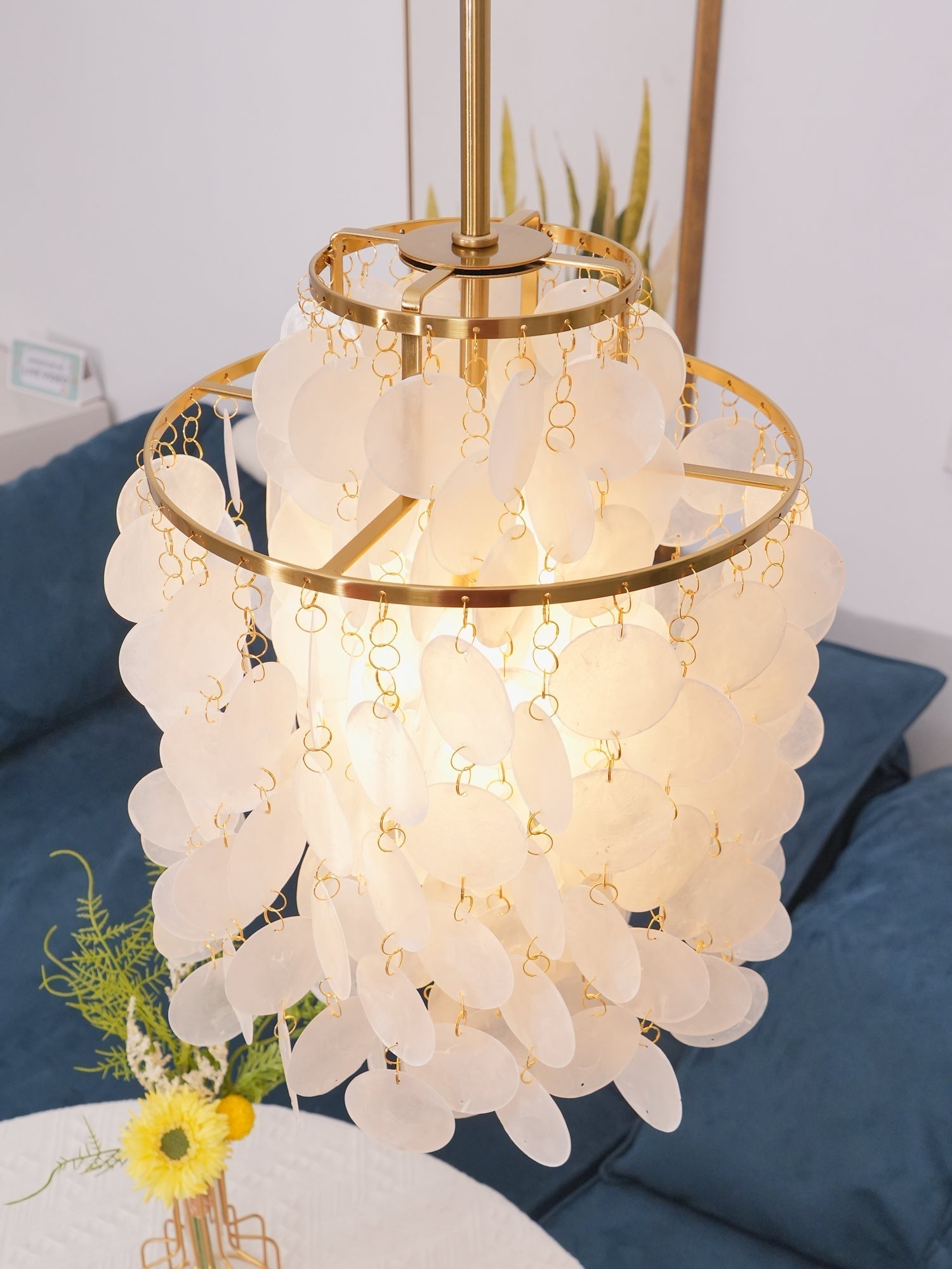 Rivena Pendant Lamp Round Shell Ring