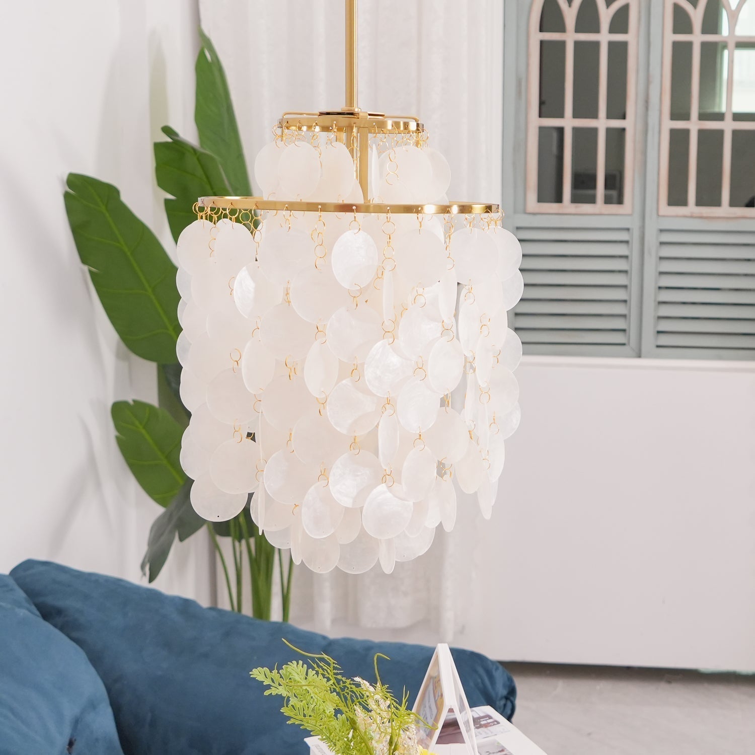 Rivena Pendant Lamp Round Shell Ring