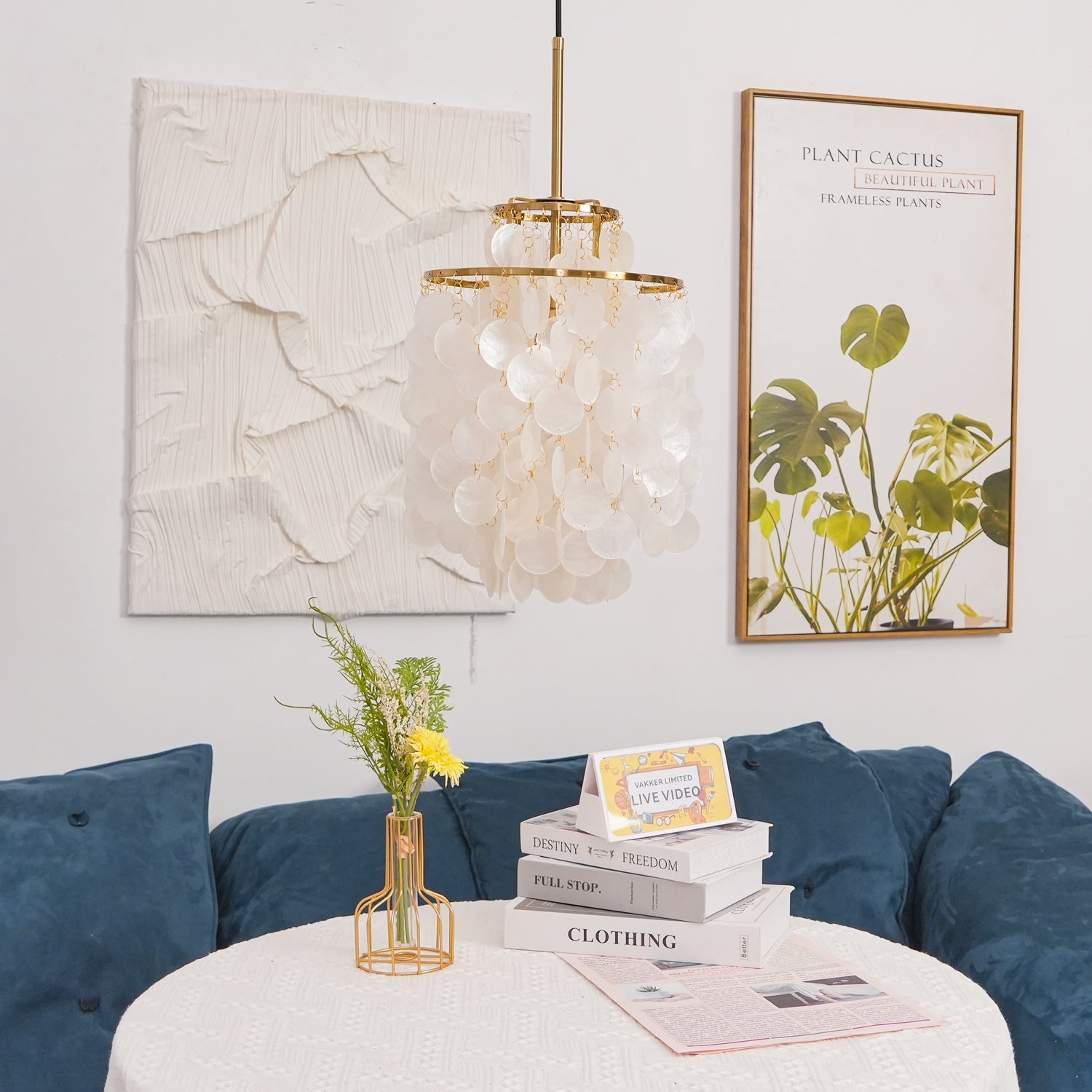 Rivena Pendant Lamp Round Shell Ring