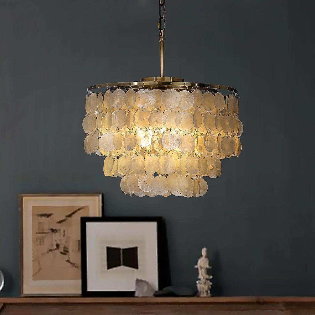 Rivena Pendant Lamp Round Shell Ring