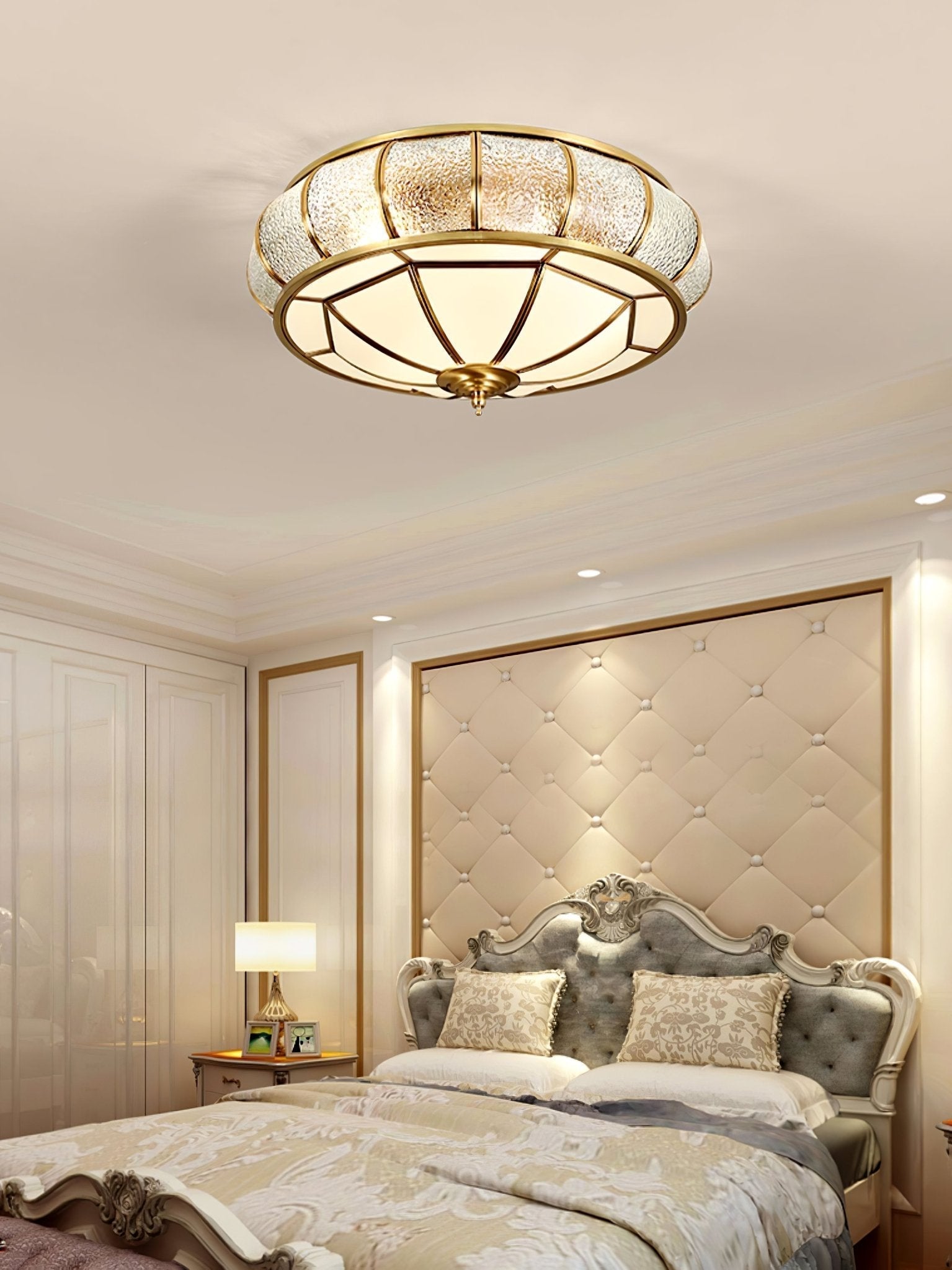 Zothaus Traditional Round Textured Glass Ceiling Light