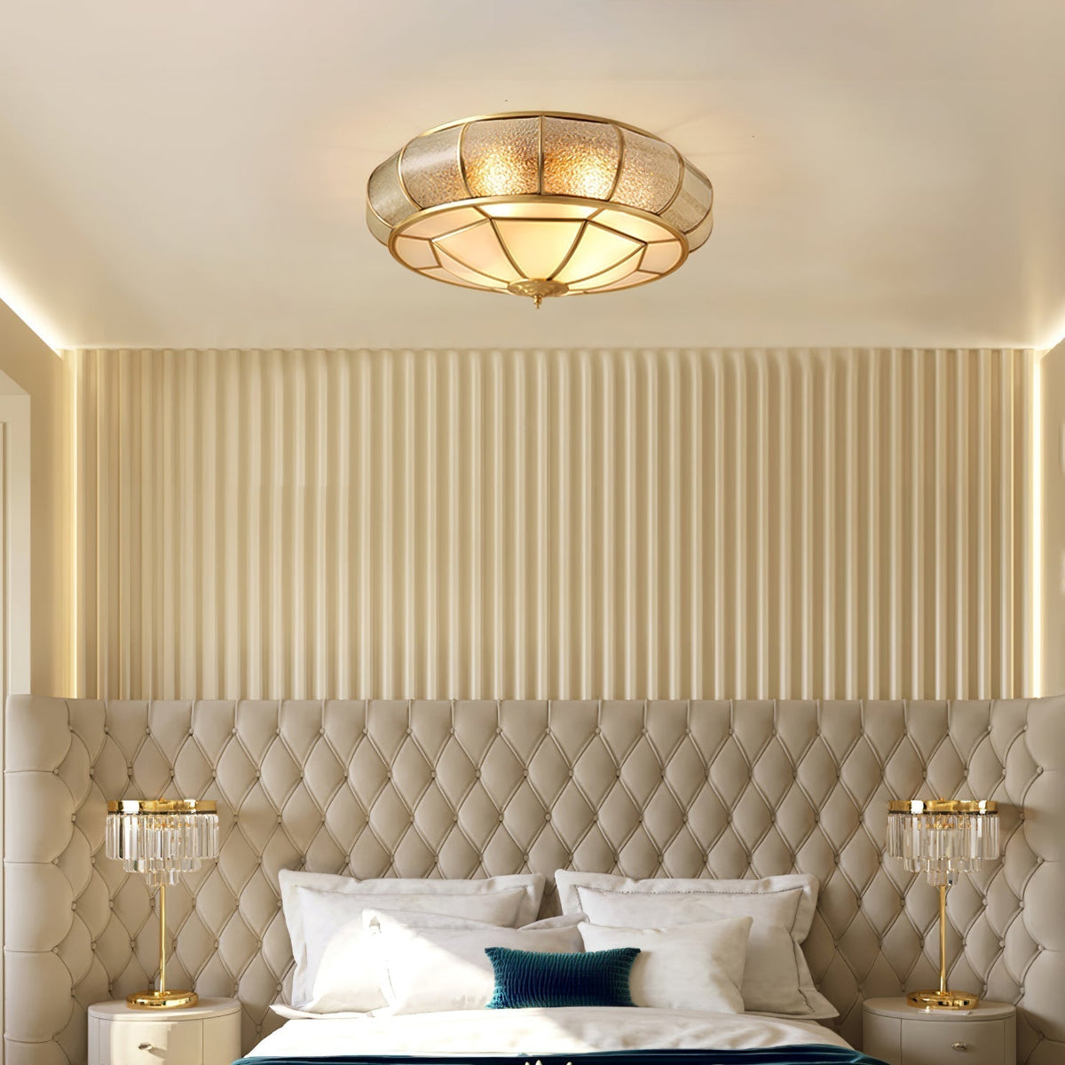 Zothaus Traditional Round Textured Glass Ceiling Light