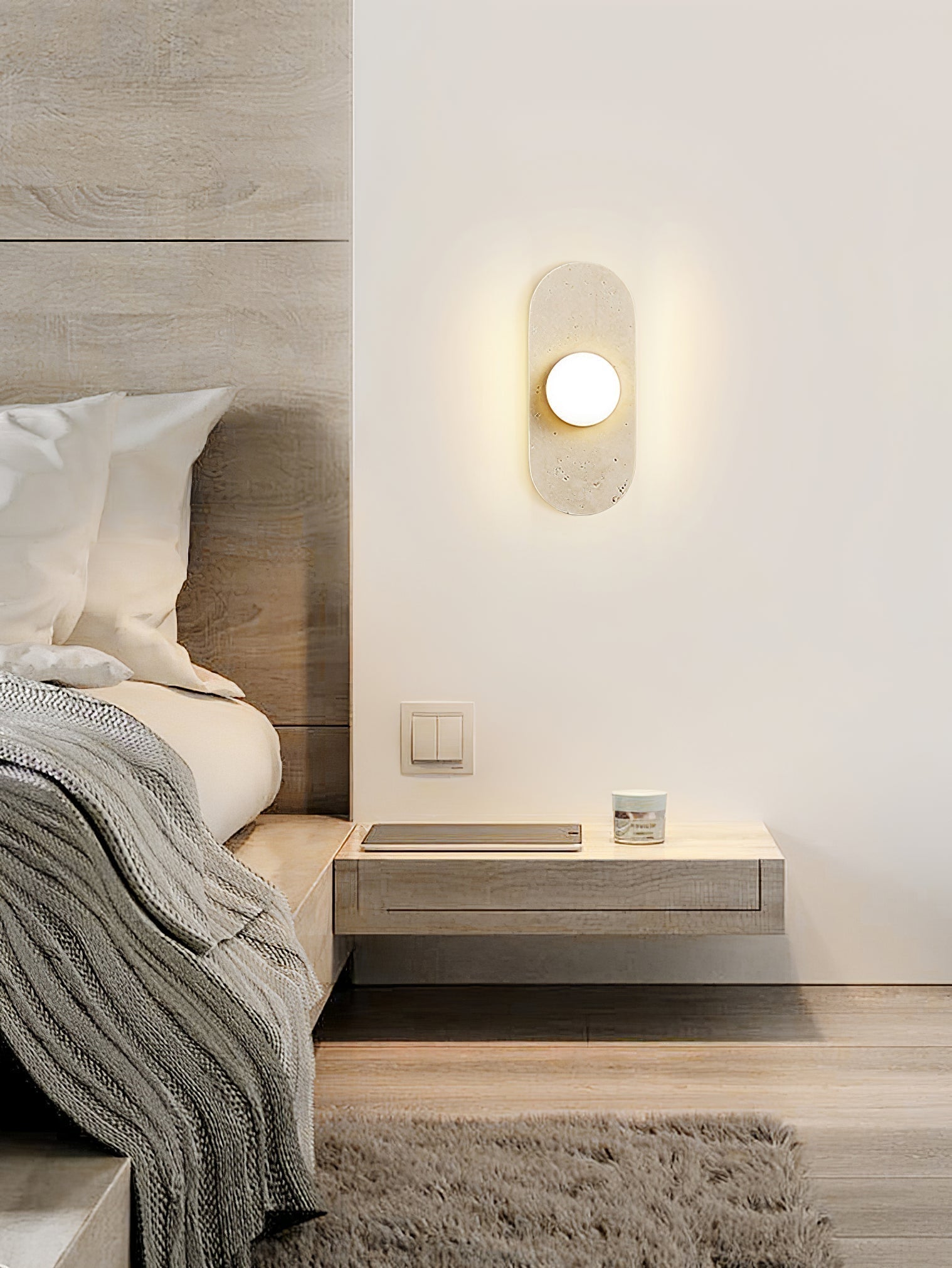 Zasoliel Minimalist Travertine Wall Light