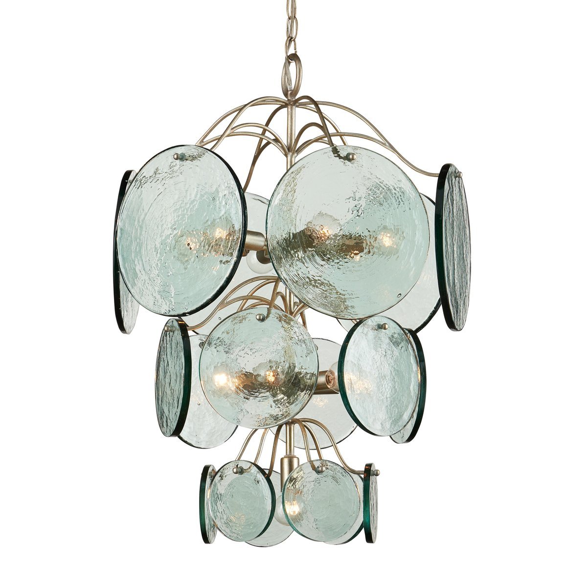 Celeora Chandelier Rovigo Recycled Glass Disc Modern Flowing