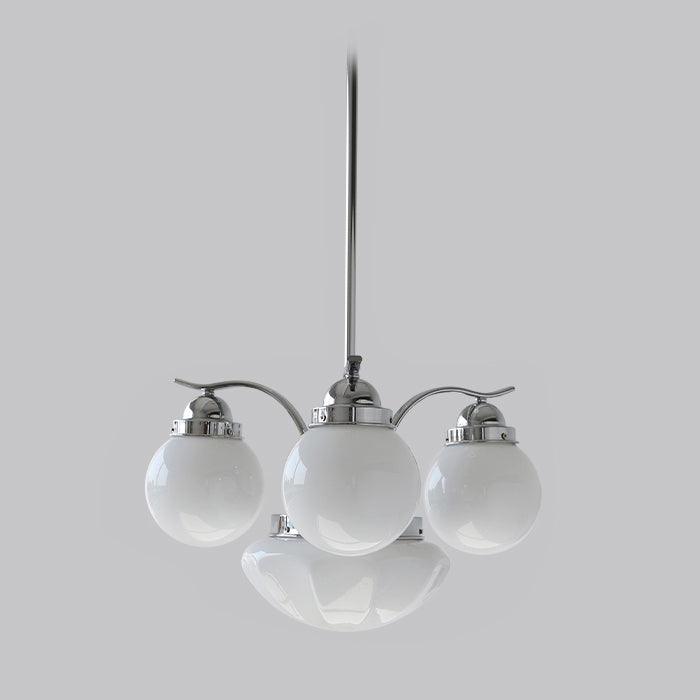 Lustra Chandelier Retro Chic Globe White Glass - Neutral Decor