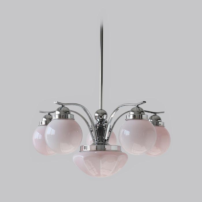 Lustra Chandelier Retro Chic Globe White Glass - Neutral Decor
