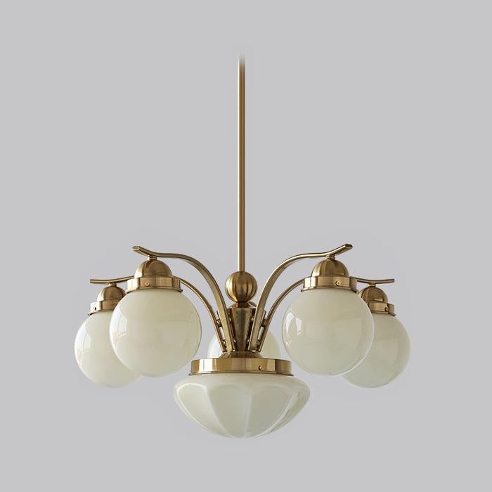 Lustra Chandelier Retro Chic Globe White Glass - Neutral Decor