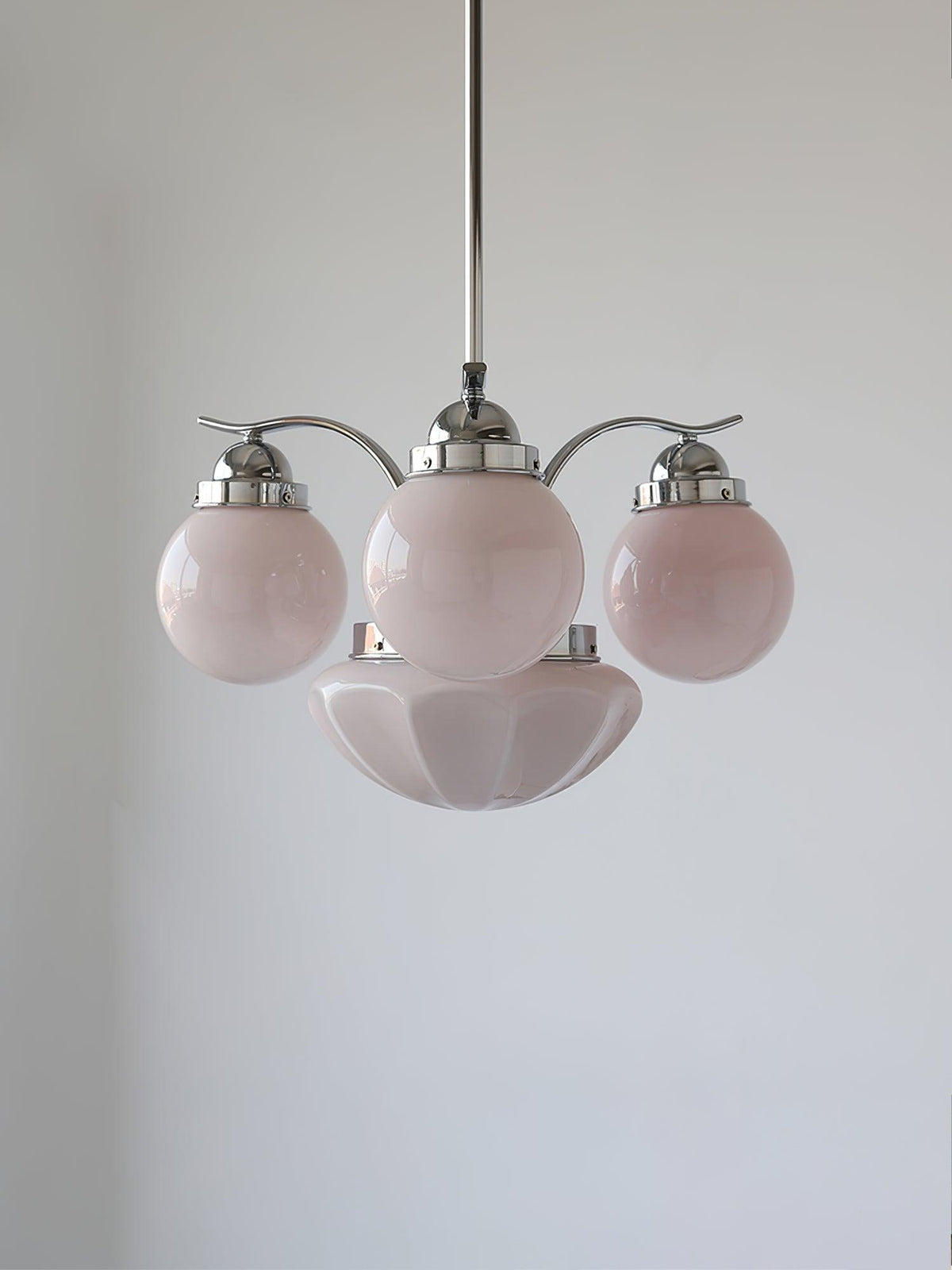 Ririxon Chandelier Retro Chic Globe White Glass