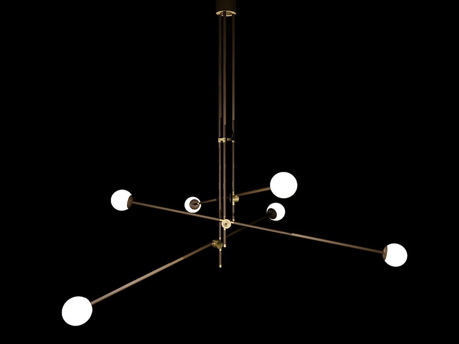 Celirissa Chandelier SI Brass Glass Globe
