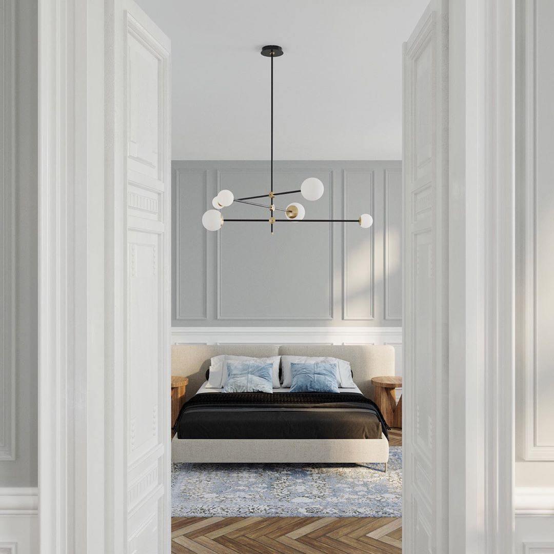 Celirissa Chandelier SI Brass Glass Globe