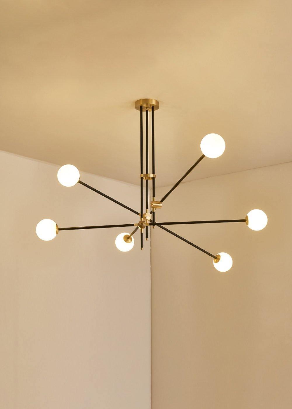 Celirissa Chandelier SI Brass Glass Globe