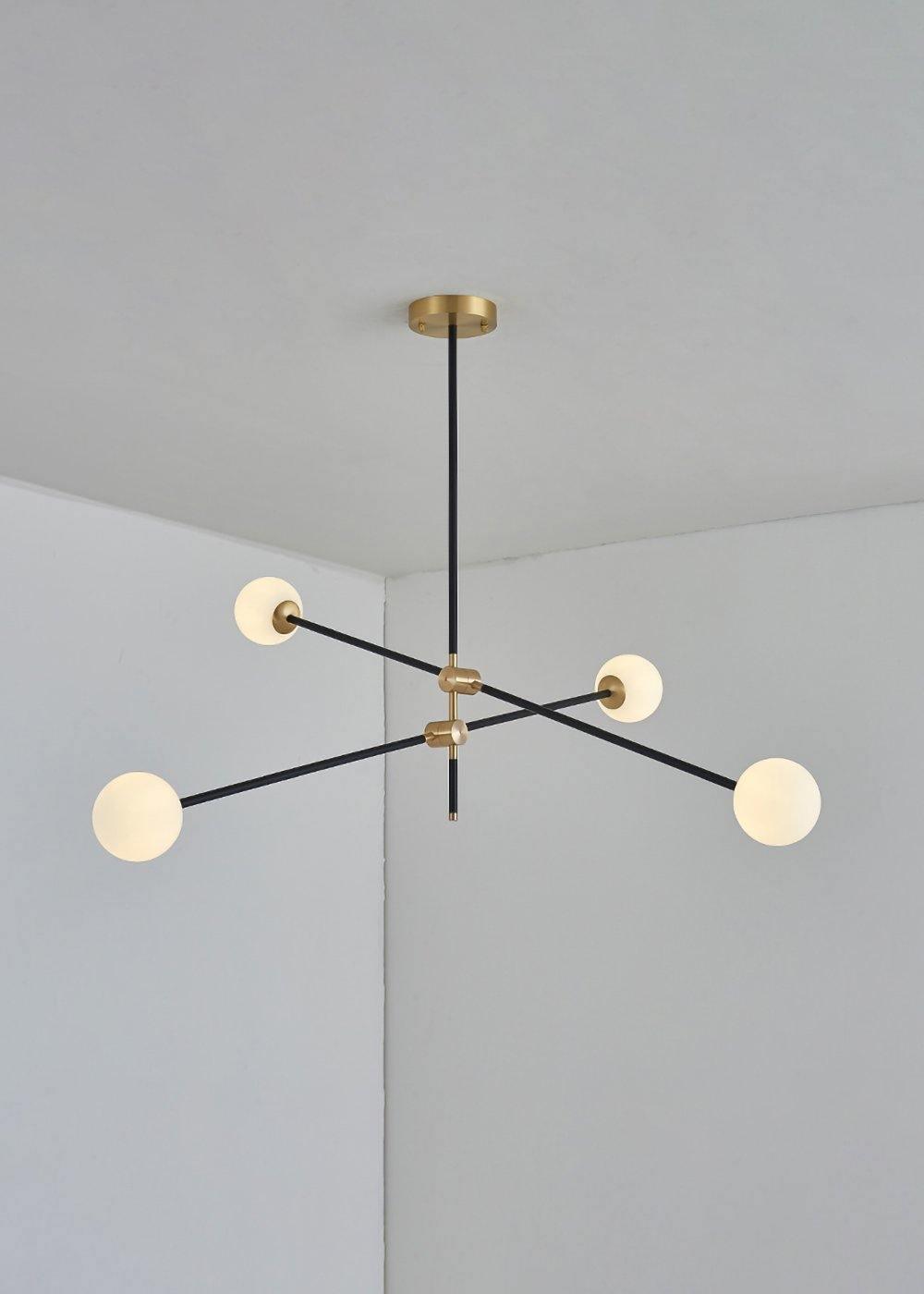 Celirissa Chandelier SI Brass Glass Globe