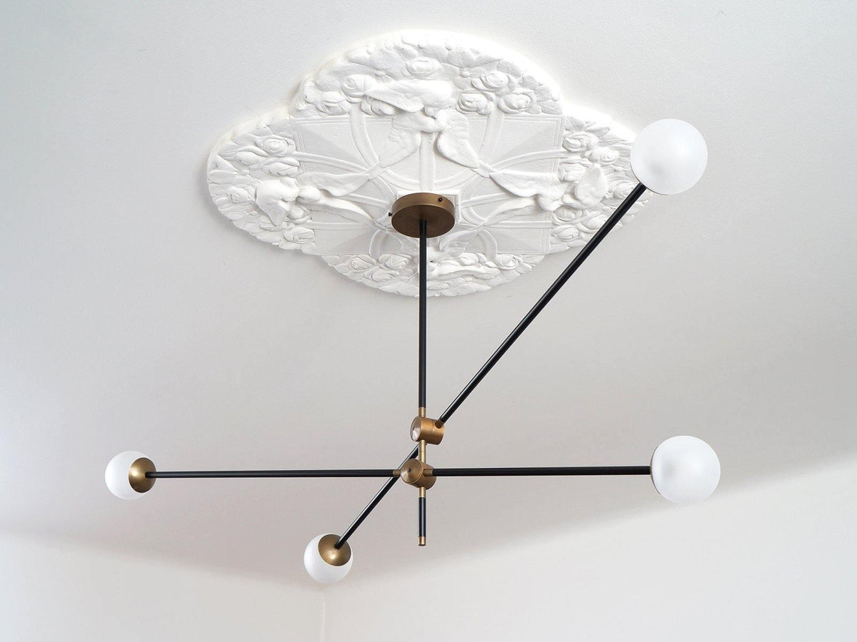 Celirissa Chandelier SI Brass Glass Globe