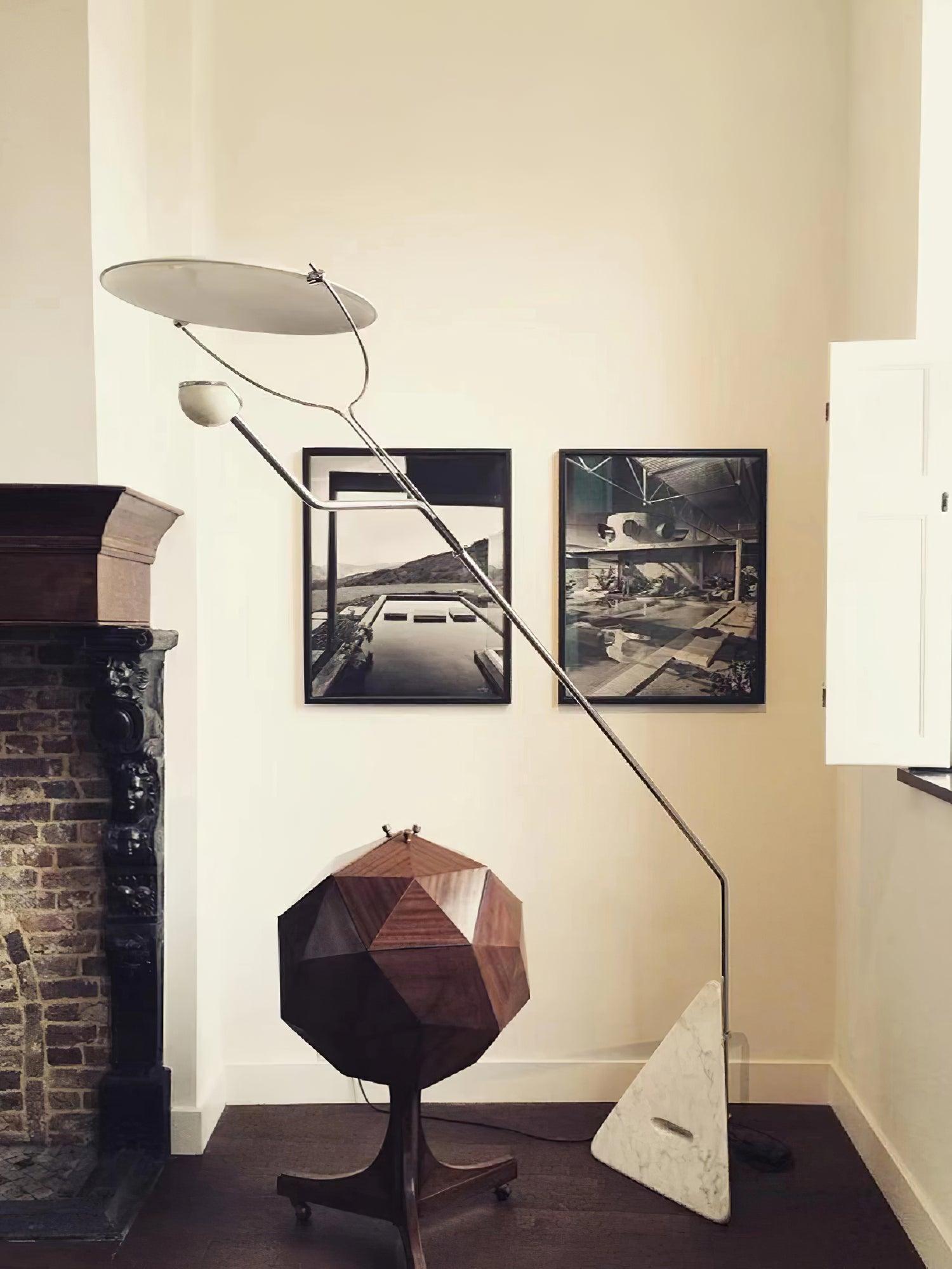 Olvenel Sculptural Chrome Marble Floor Lamp
