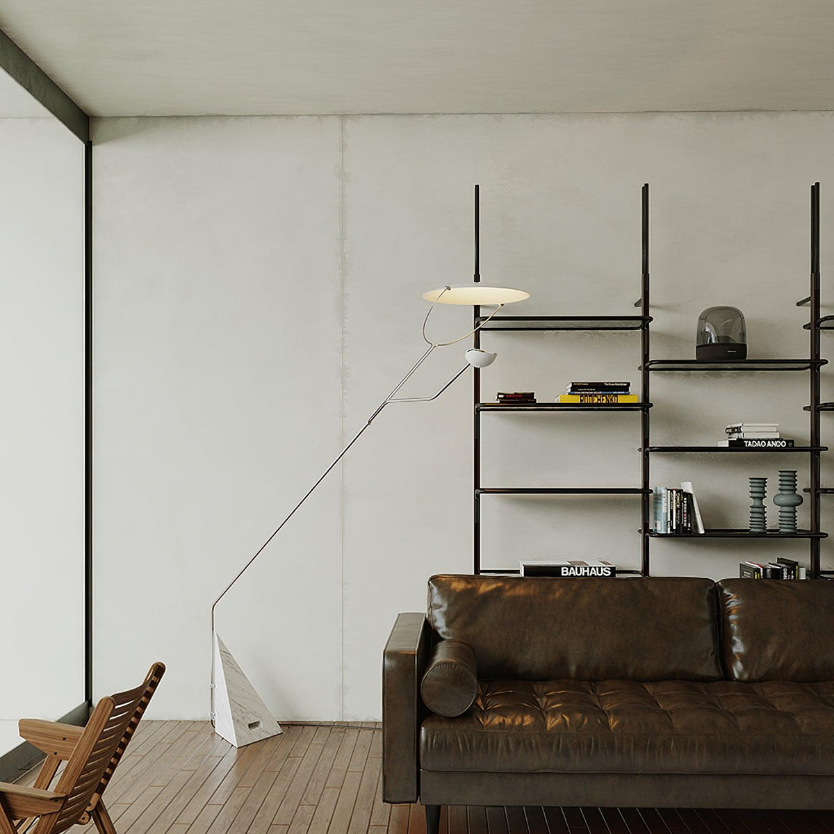 Olvenel Sculptural Chrome Marble Floor Lamp