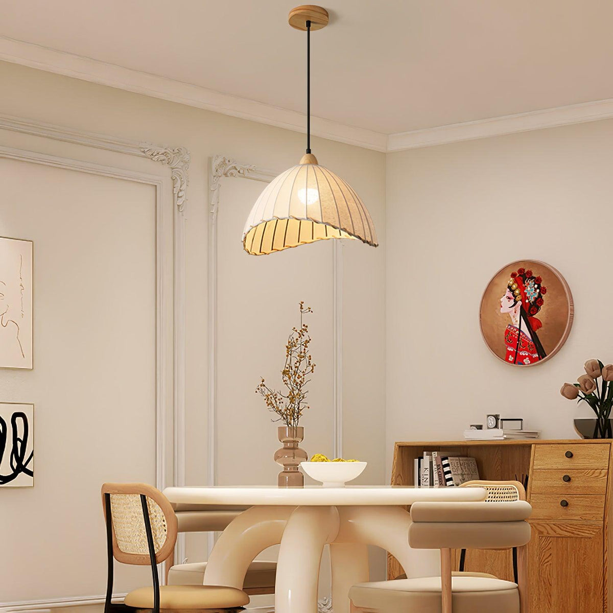 Shell Minimalist Wood Pendant Lamp