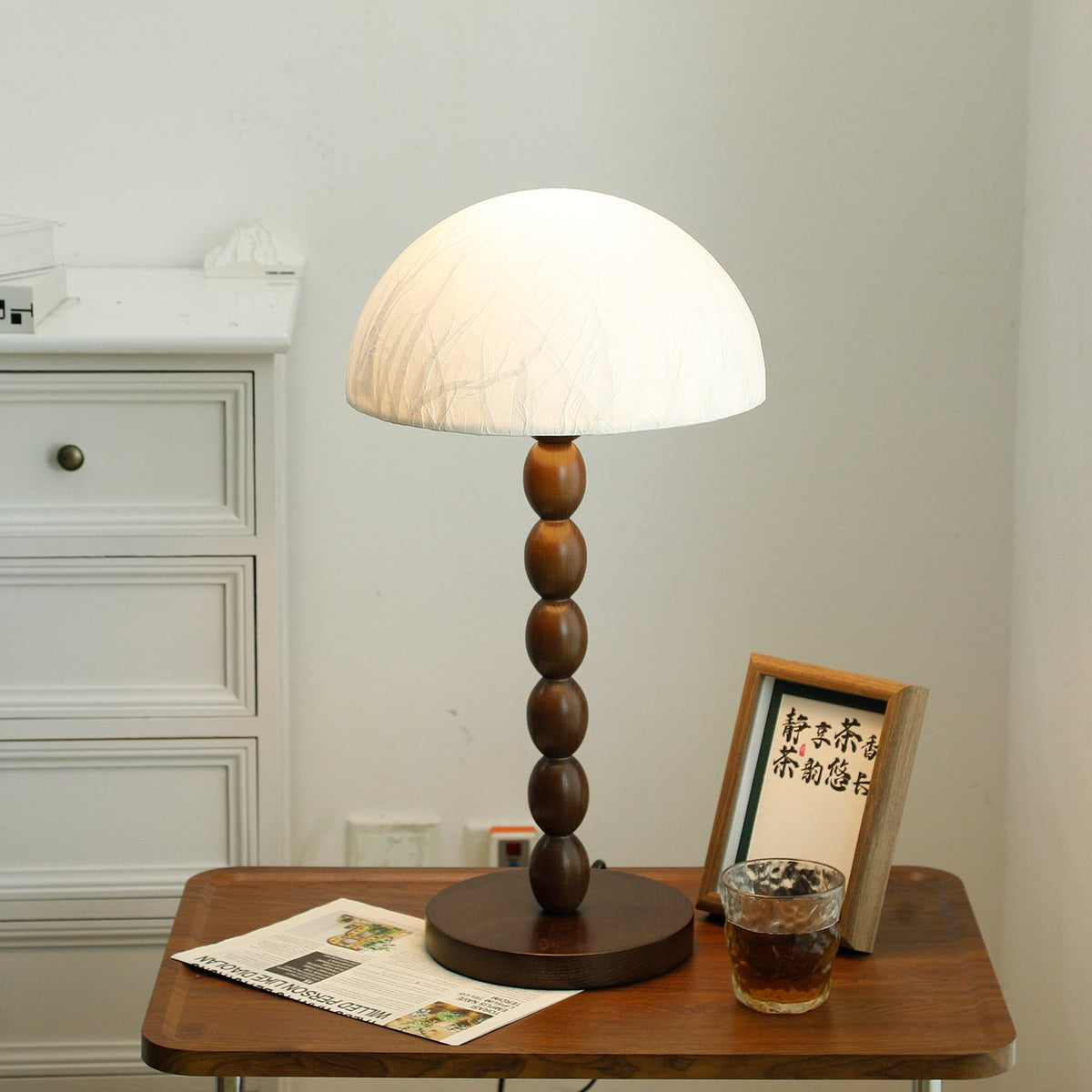 Veloin Paper Wood Table Lamp