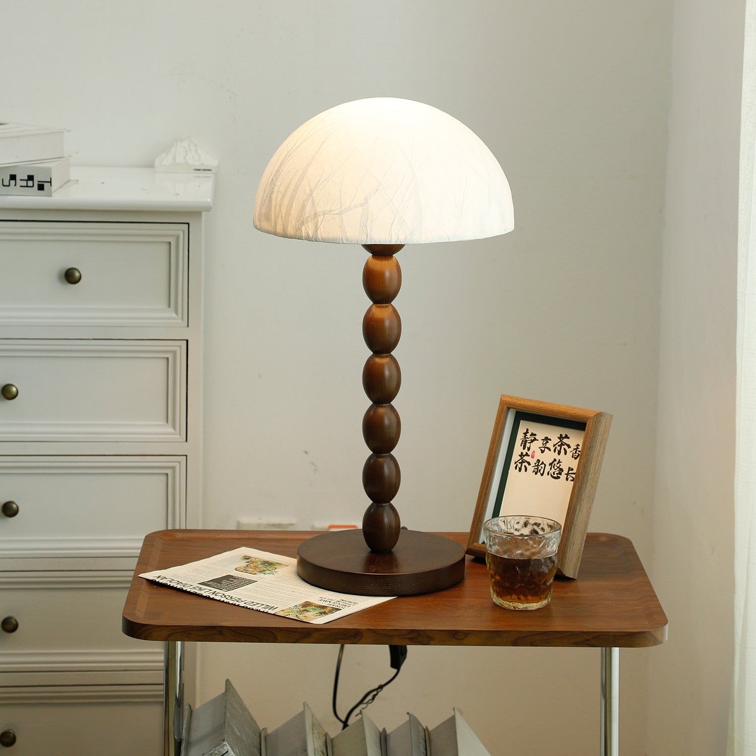 Veloin Paper Wood Table Lamp