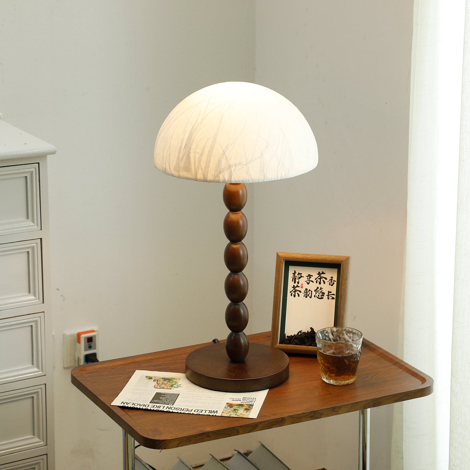 Veloin Paper Wood Table Lamp