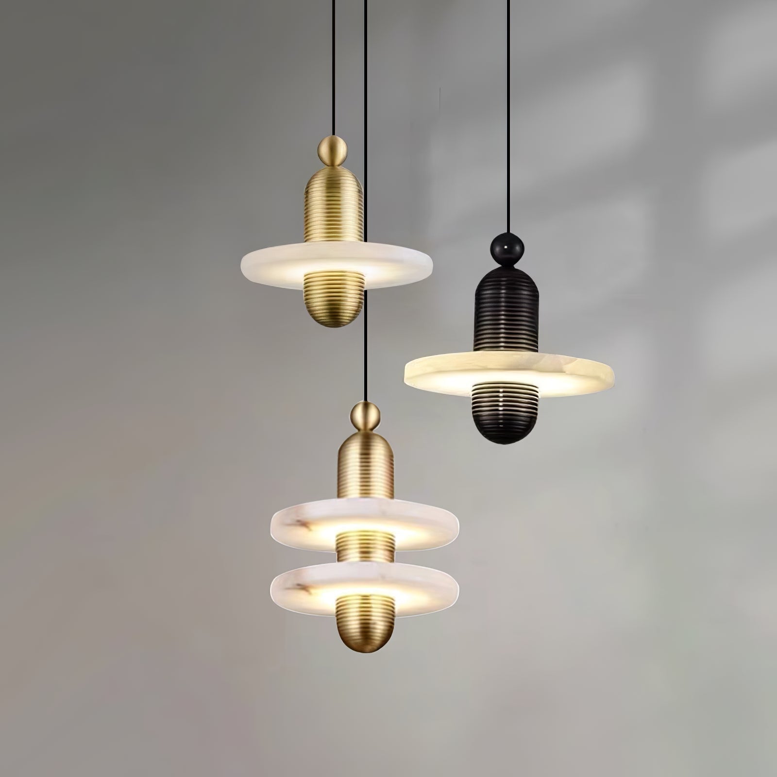 Avenirina Brushed Brass Alabaster Pendant Light
