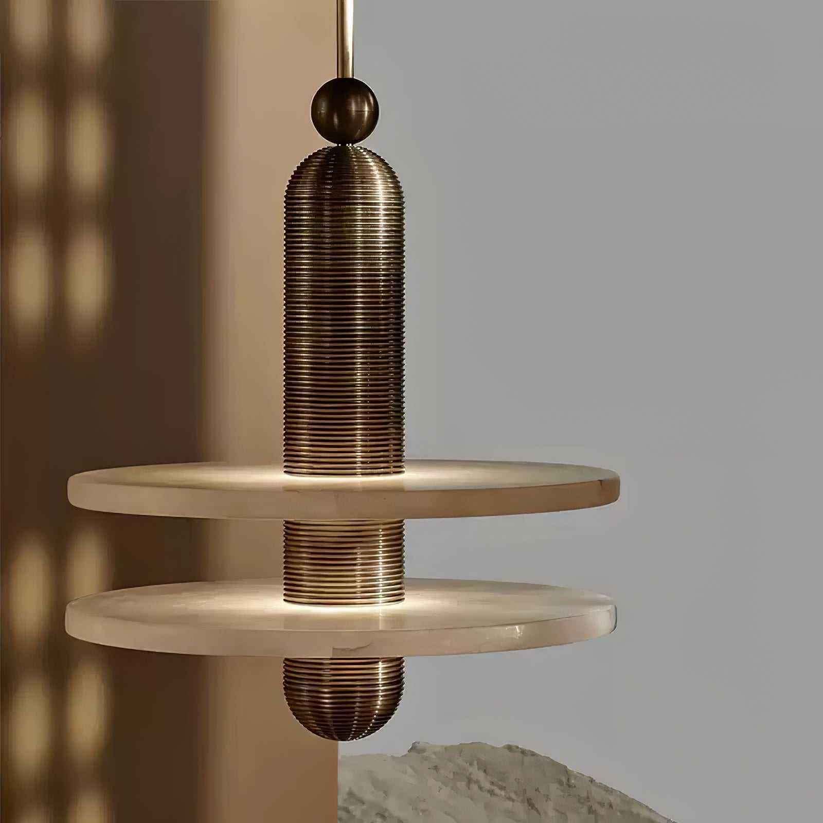 Avenirina Brushed Brass Alabaster Pendant Light