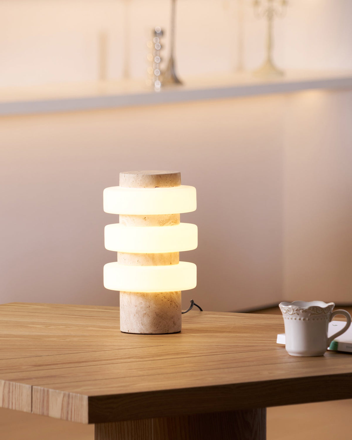 Thea Modern Travertine Table Lamp