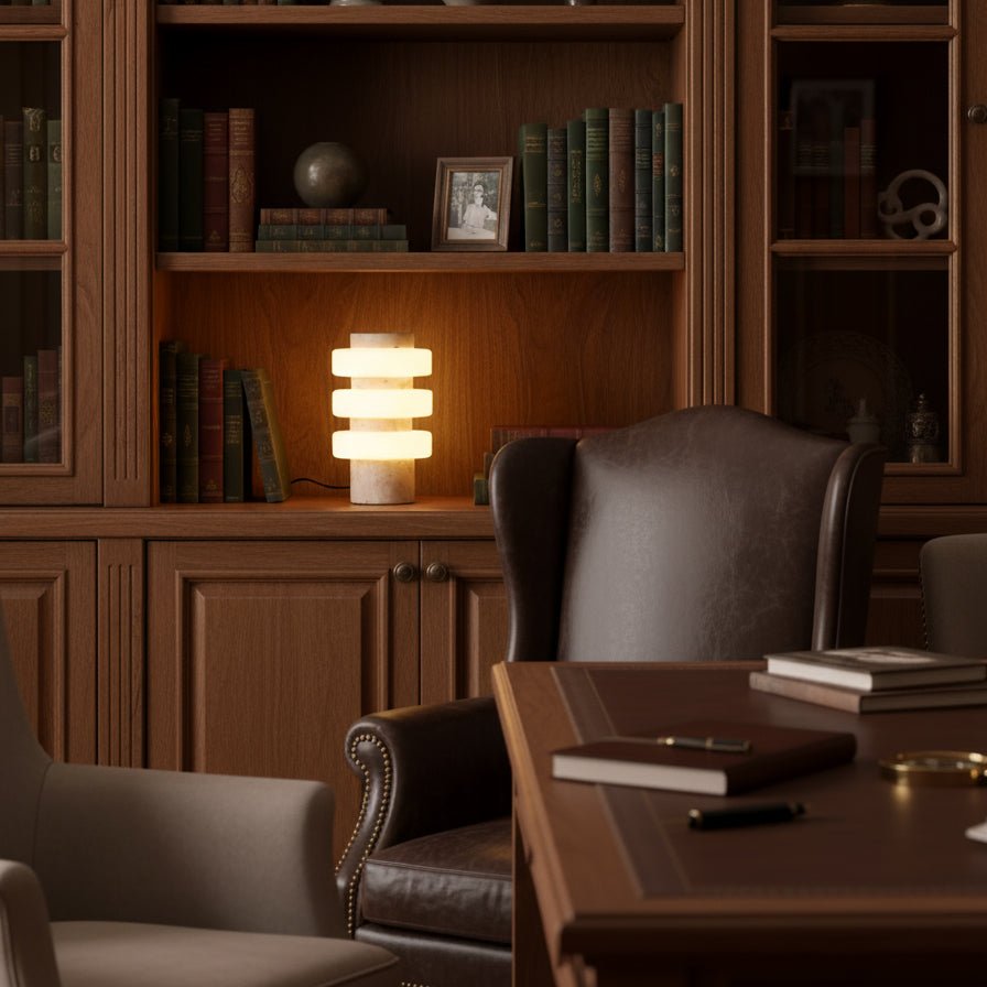 Thea Modern Travertine Table Lamp