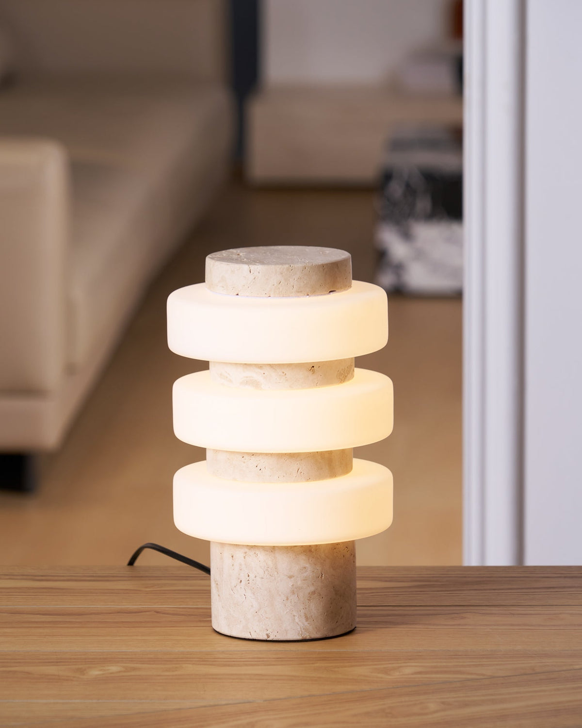 Thea Modern Travertine Table Lamp