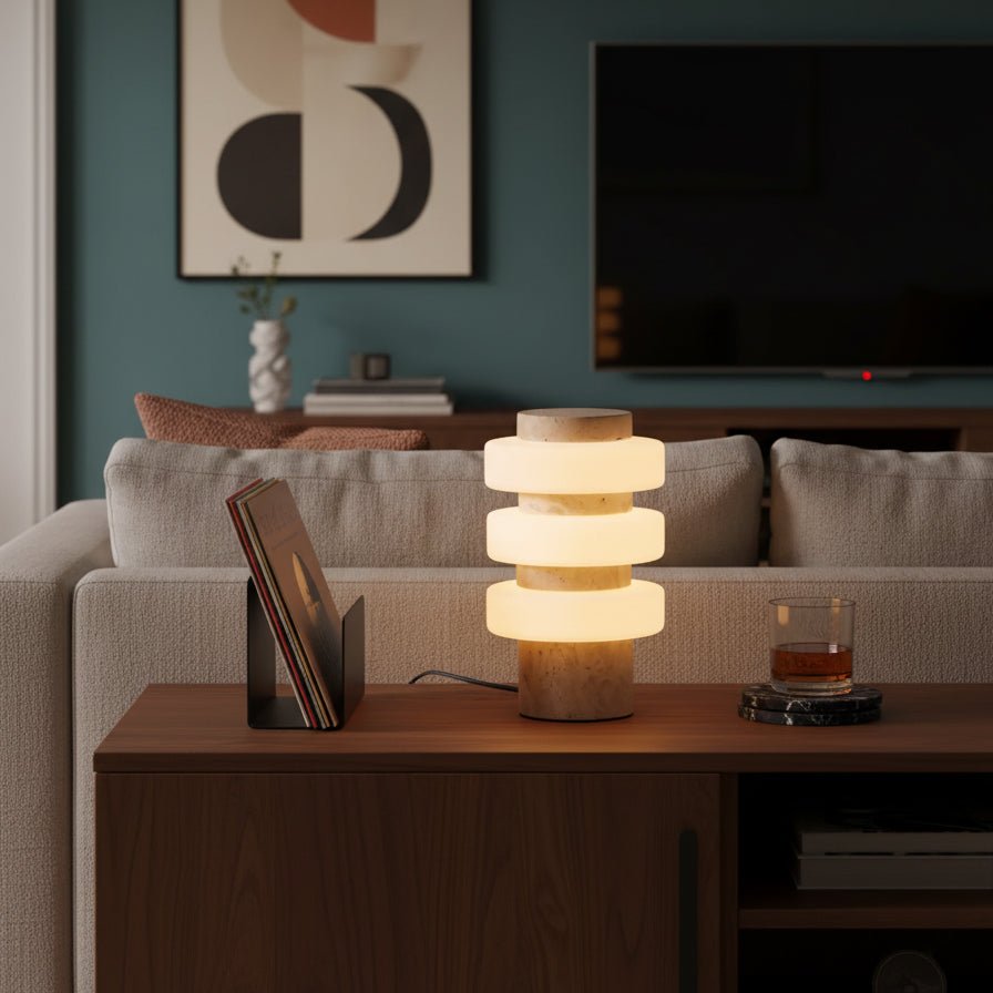 Thea Modern Travertine Table Lamp