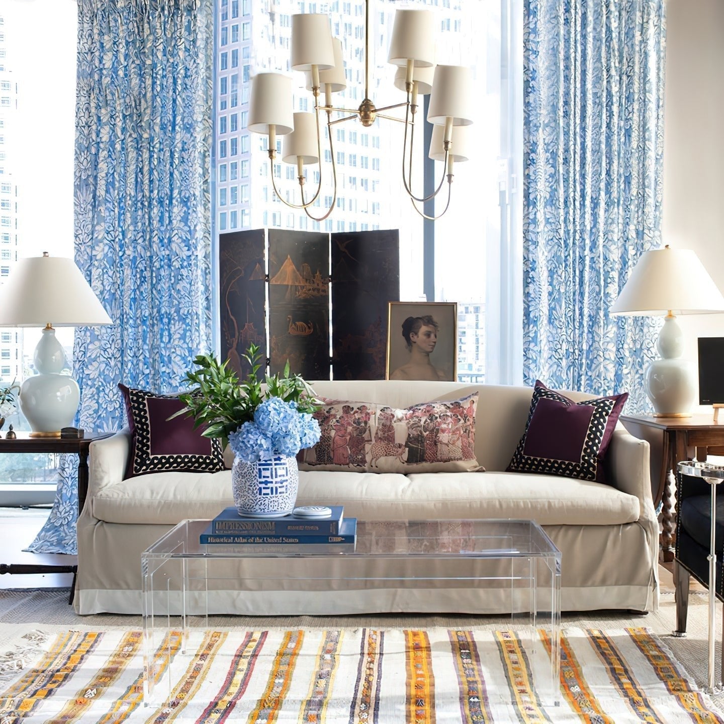Orianine Chandelier Vendome Brass White Shade