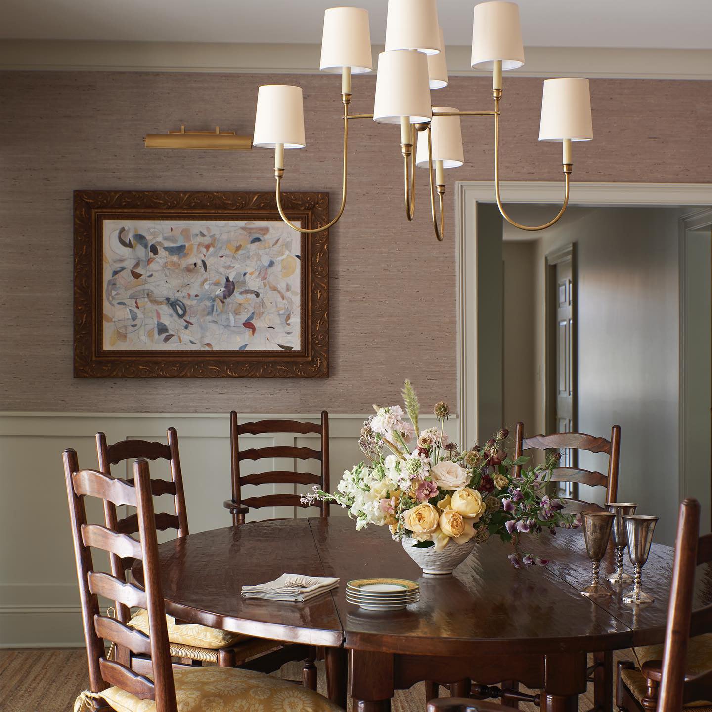 Orianine Chandelier Vendome Brass White Shade