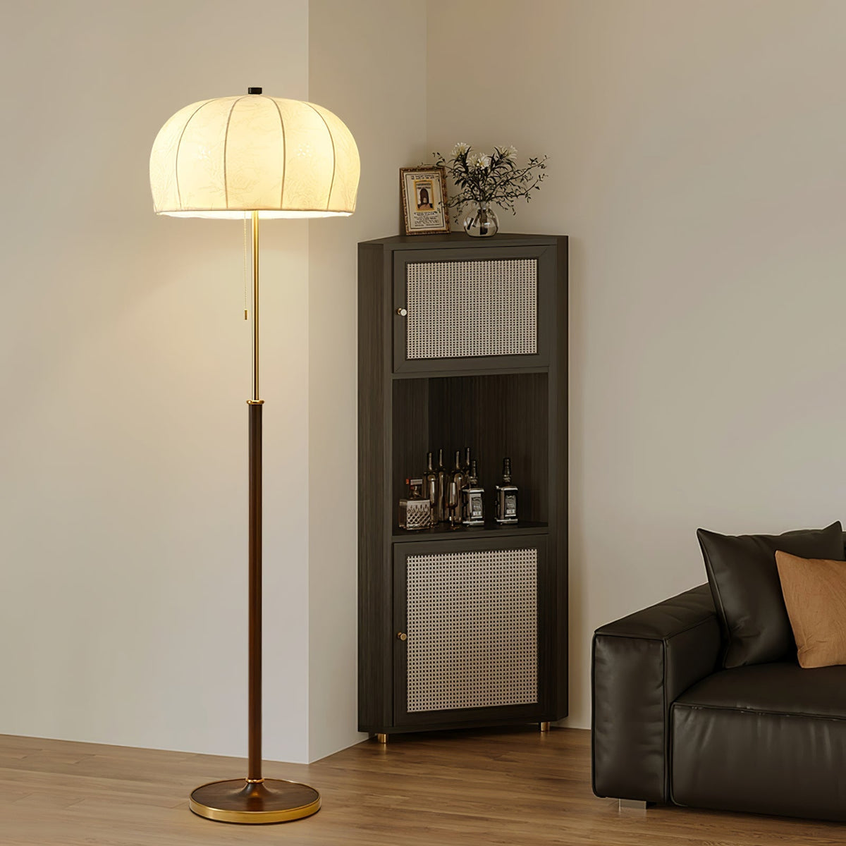 Cularo Fabric Wood Floor Lamp