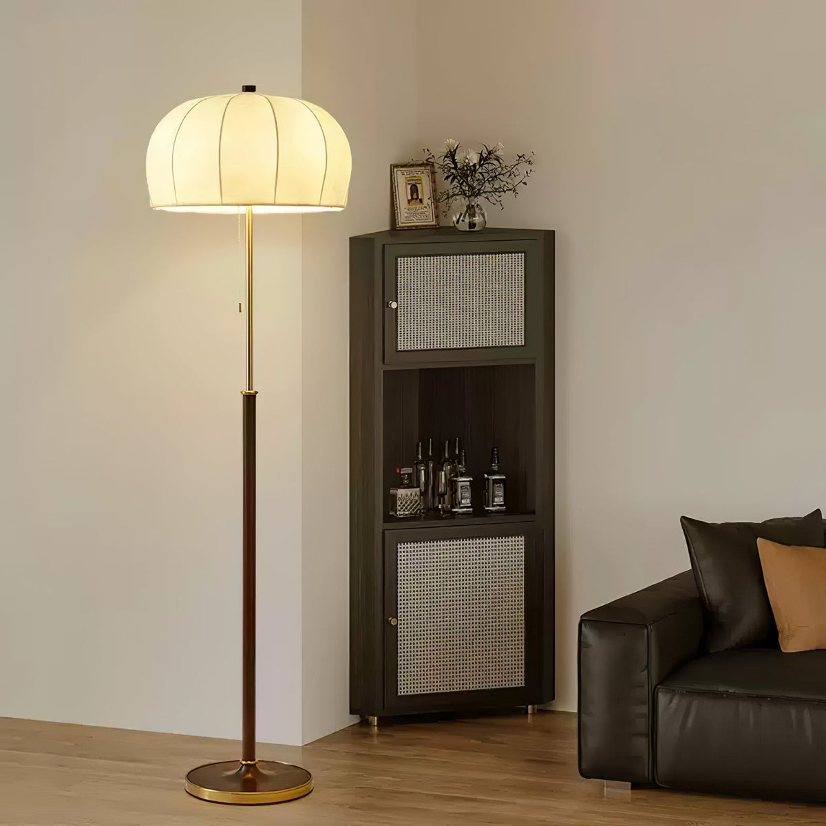 Cularo Fabric Wood Floor Lamp
