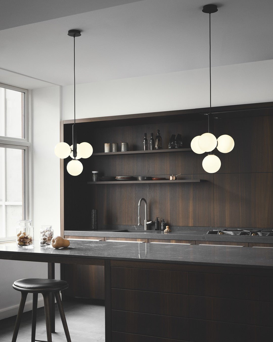 Azorila Modern Minimalist Swag Brass Glass Pendant Light