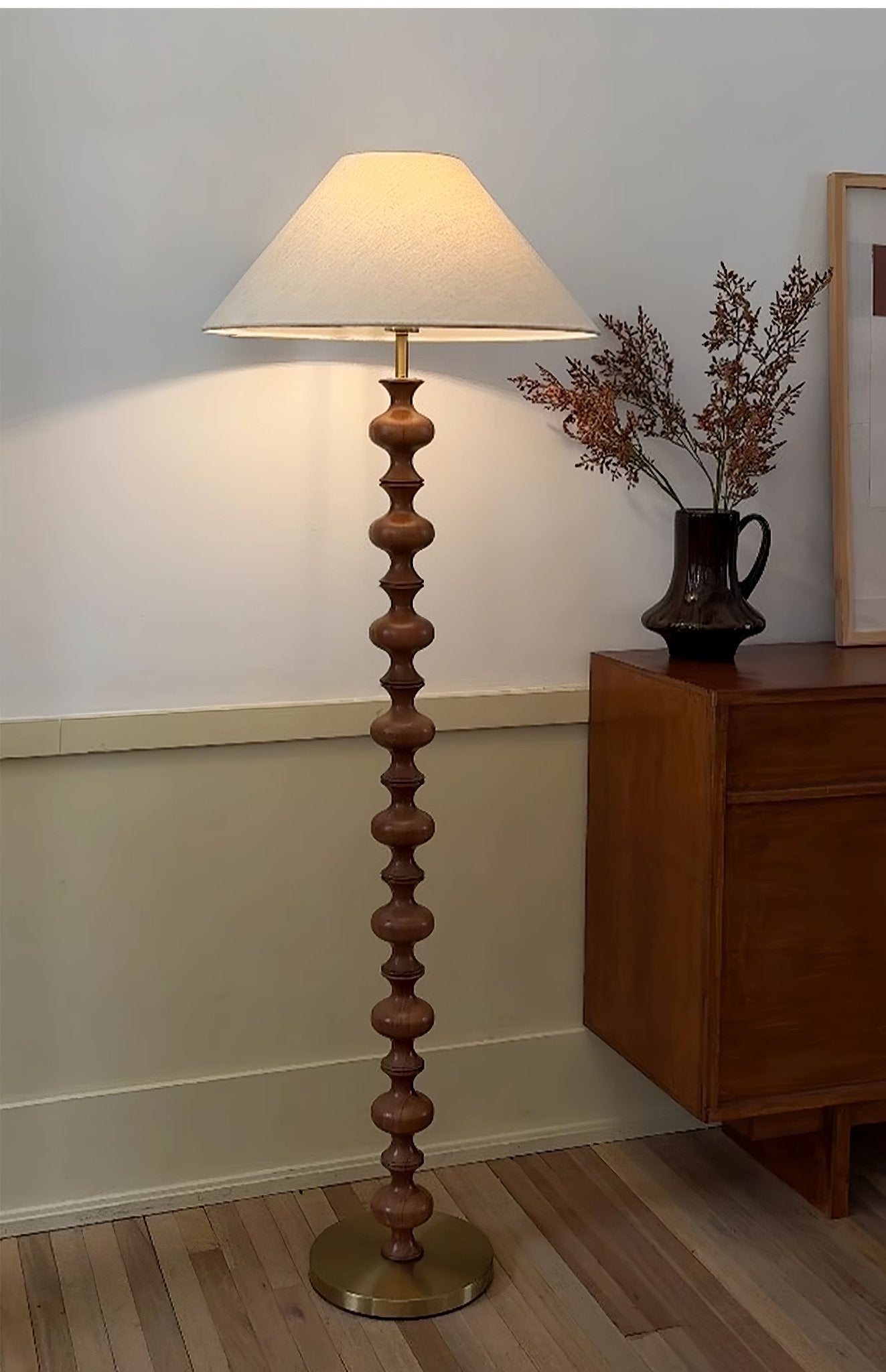 Sylirora Wood Fabric Floor Lamp