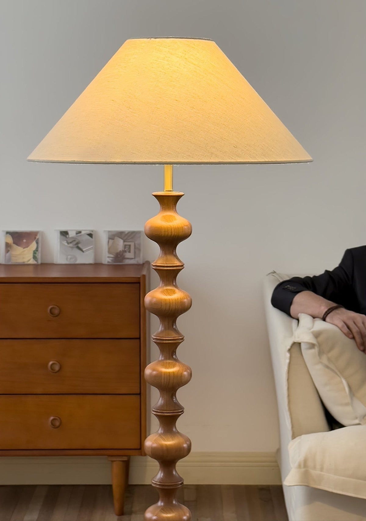Sylirora Wood Fabric Floor Lamp