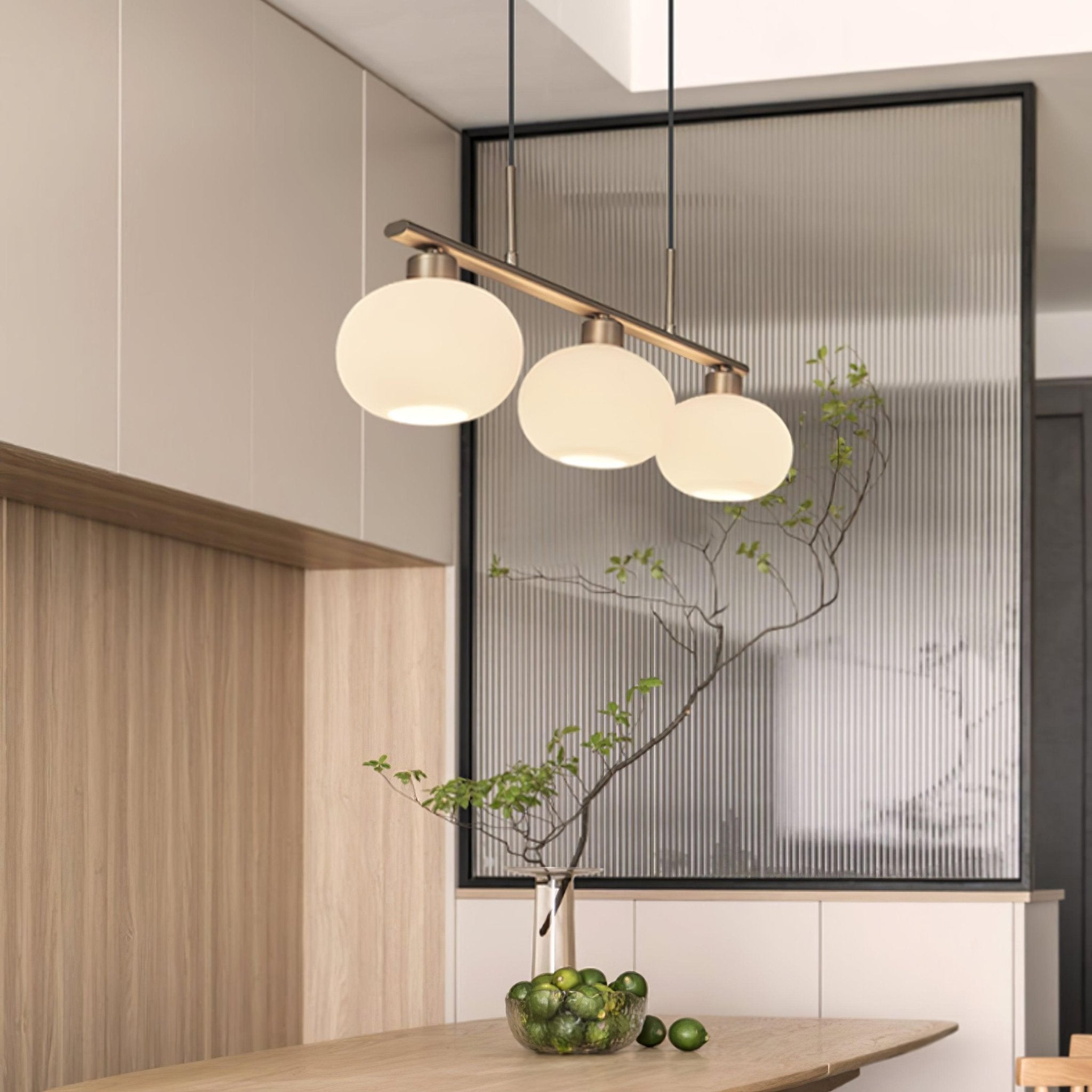 Lustra Pendant Lamp 3-Light Globe Shaped Linear - Neutral Decor
