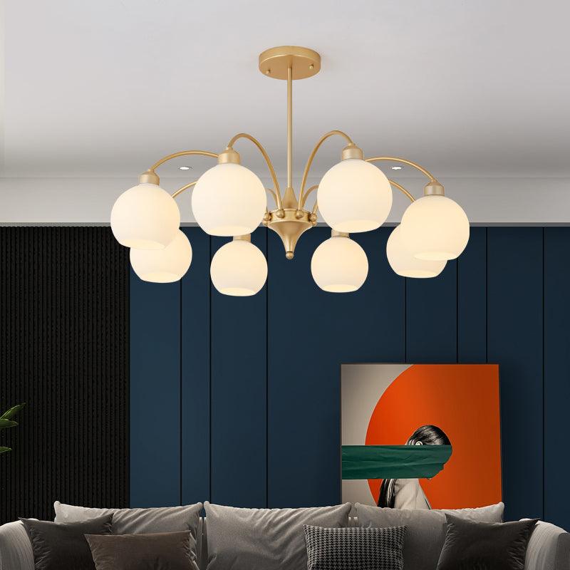 Zusk Chandelier Sculptural Glass Gold Modern 8-Light