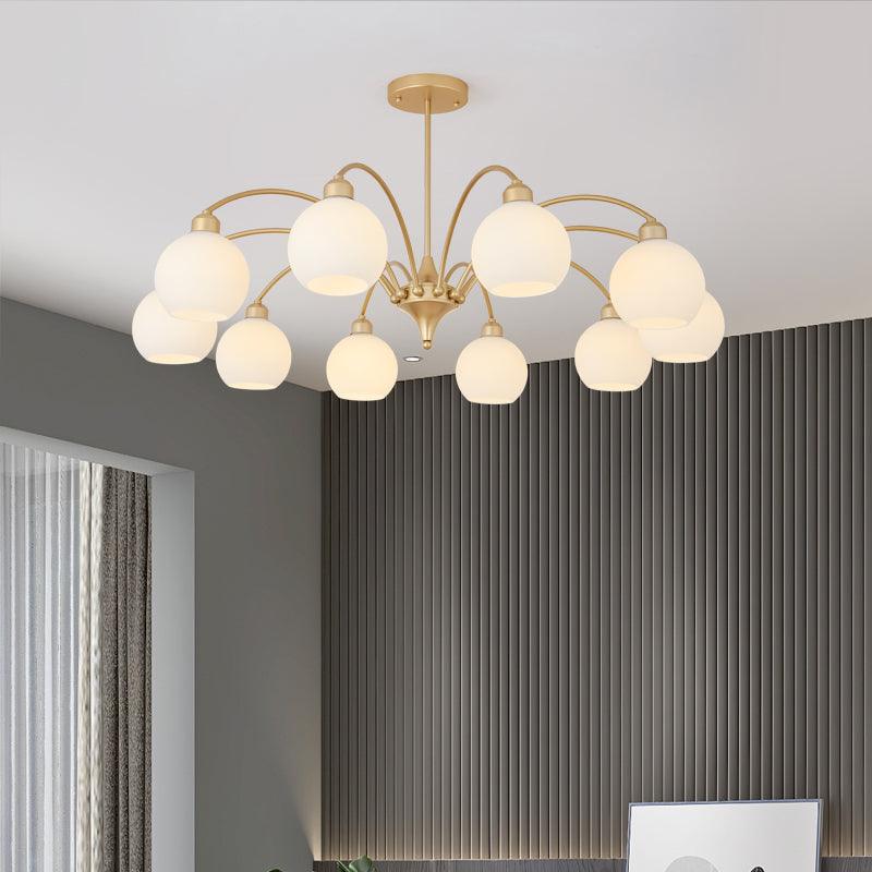 Zusk Chandelier Sculptural Glass Gold Modern 8-Light