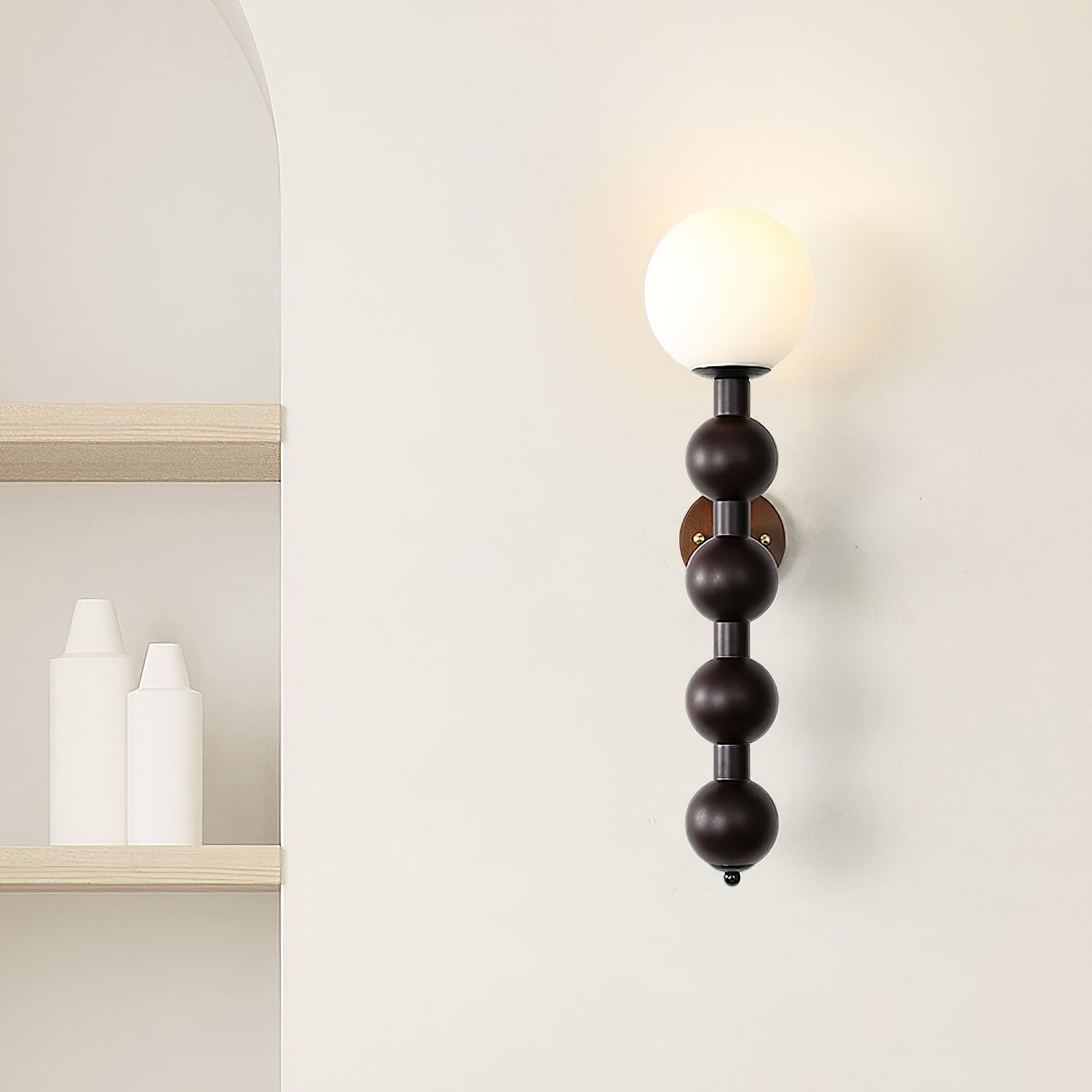 Wall Lamp Gourd in Wood and Glass Modern Style - Neutral Decor