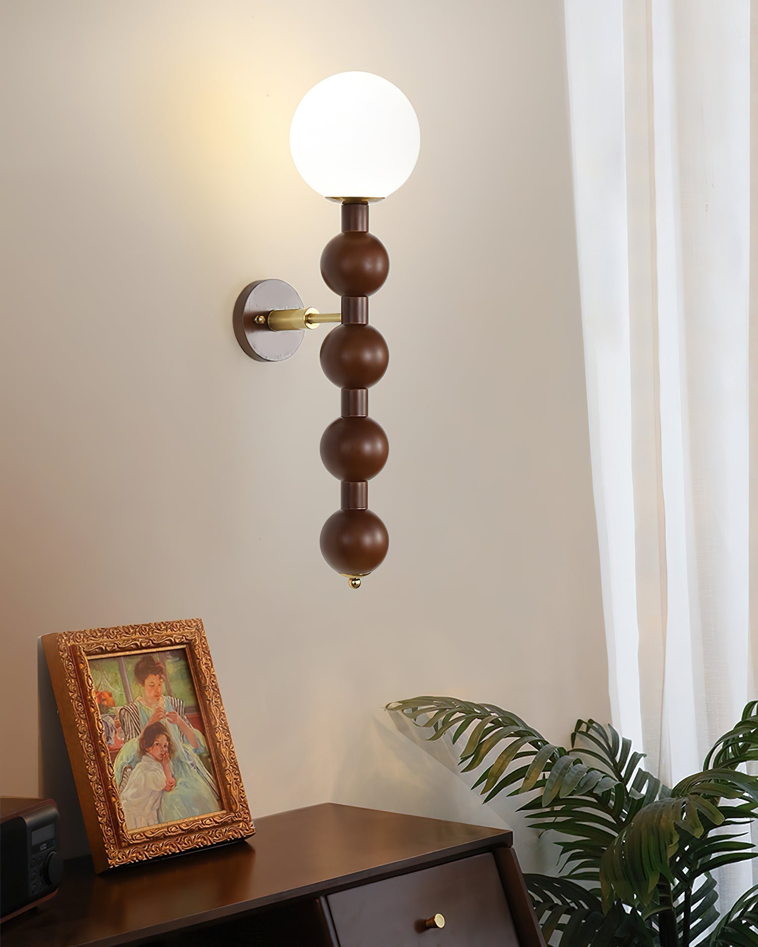 Wall Lamp Gourd in Wood and Glass Modern Style - Neutral Decor