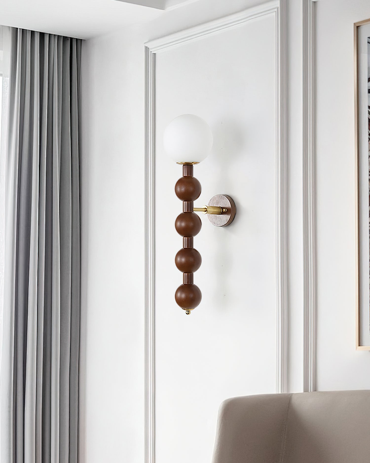 Wall Lamp Gourd in Wood and Glass Modern Style - Neutral Decor