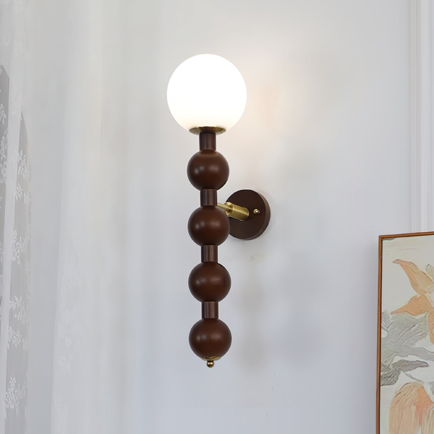 Wall Lamp Gourd in Wood and Glass Modern Style - Neutral Decor
