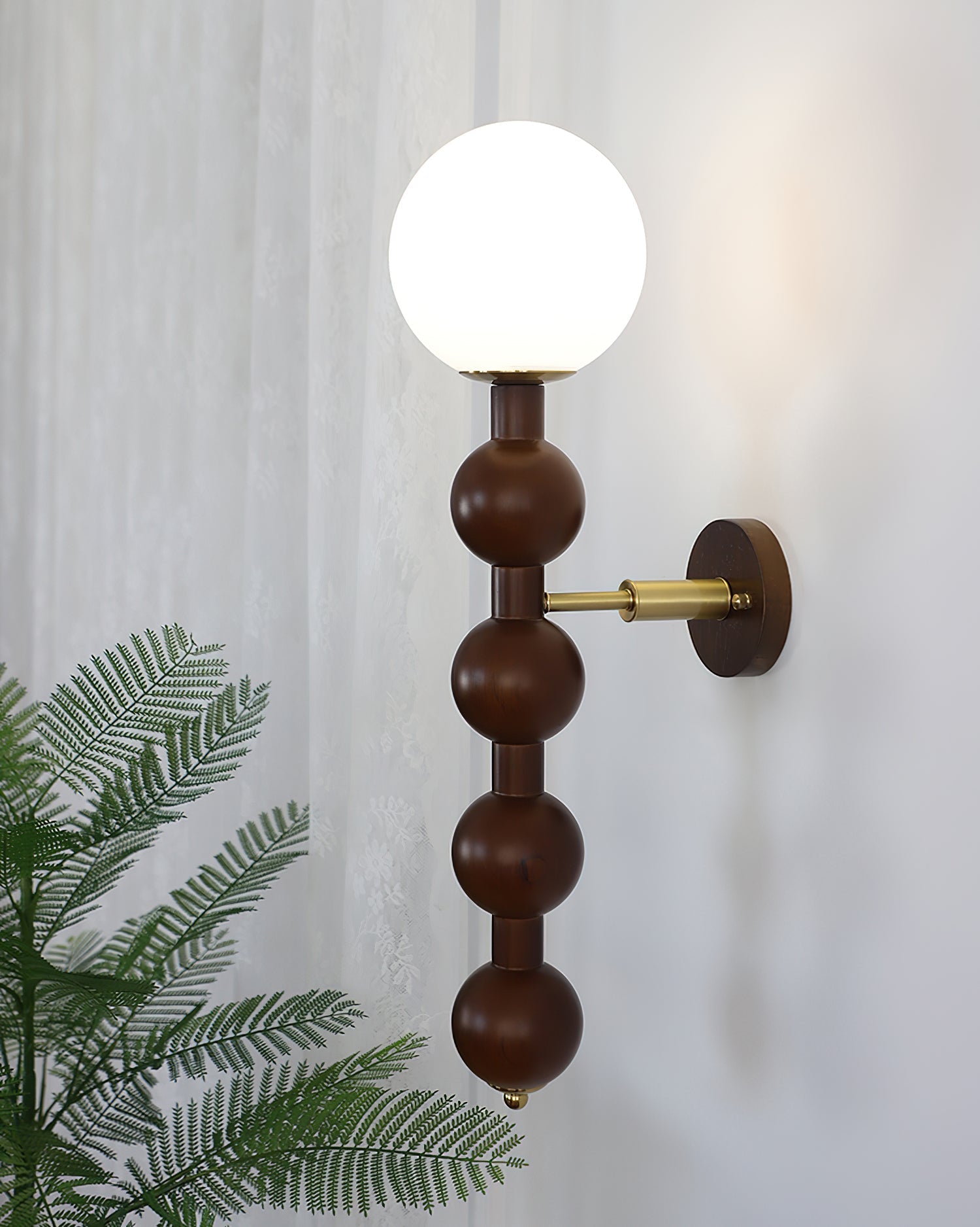 Wall Lamp Gourd in Wood and Glass Modern Style - Neutral Decor